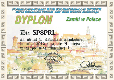 Dyplom SP8PRL - Zawody Zamkowe